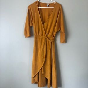 Yellow Quarter sleeve wrap dress size S